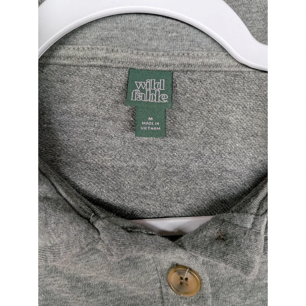 Wild Fable Gray Cropped Polo Sweatshirt Long Sleeve Button Collar Medium - Picture 2 of 5